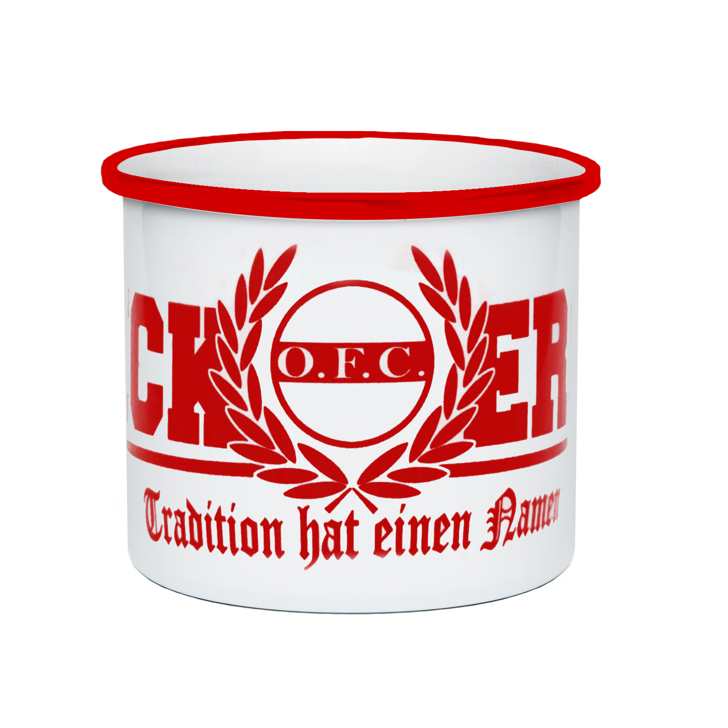 Emaille-Becher Rot "Kickers"
